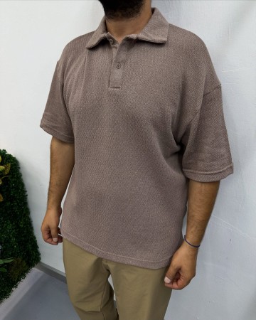 OVERSİZE TRİKO POLO YAKA KAHVE