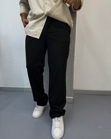 PİLELİ BAGGY KUMAŞ PANTOLON LACİVERT