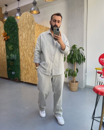 MÜSLİN KETEN TAKIM GRİ